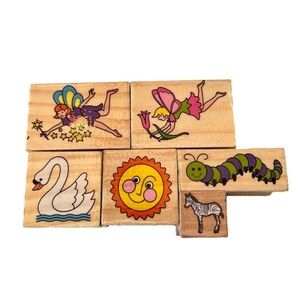 Fairies Sun Swan Caterpillar Zebra Wood Mounted Rubber Stamps